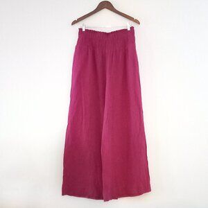 by ANTHROPOLOGIE high waist wide leg fushia purple cotton pants